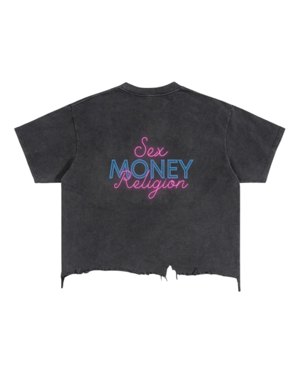 Vintage Wash Boxy Distressed Hem T-Shirt